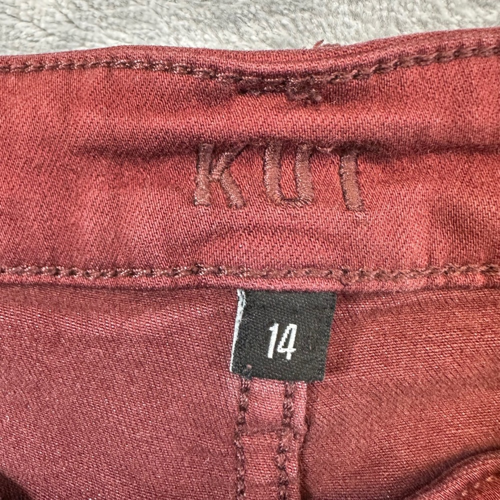 Kut from the Kloth Fab Ab Ankle Skinny Jeans Women's Size 14 Burgundy Denim - Picture 5 of 7
